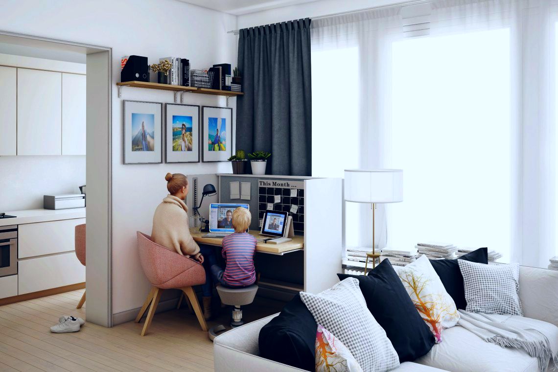 Idealnym rozwiązaniem jest wygospodarowanie miejsca na biuro w osobnym pokoju w mieszkaniu (fot.Mikomax/PropertyDesign.pl)