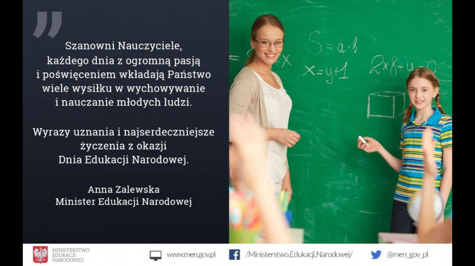 Życzenia MEN z okazji Dnia Edukacji Narodowej (fot.men.gov.pl)