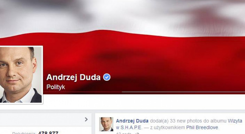 Profil prezydenta Andrzeja Dudy w ubiegłym roku lubiło 464 tys. użytkowników Facebooka (fot. facebook) Światowi liderzy na Facebooku. Jak wypada prezydent Andrzej Duda?