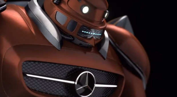 Część robotów w Mercedesie zastąpią żywi pracownicy. Fot. YouTube Mercedes w produkcji aut zastępuje roboty ludźmi