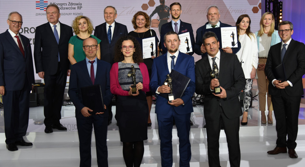 Pracodawcy RP nagrodzili firmy, które dbają o zdrowie pracowników. (fot. Pracodawcy RP) Samsung Electronics R&D Institute Poland, Novartis Poland, Eximo Project