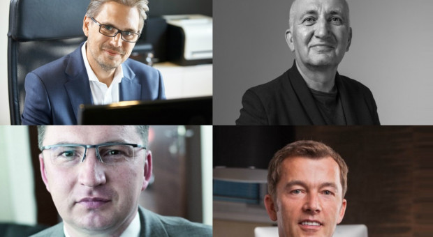 Na zdj. Dariusz Miłek, prezes CCC, Stanisław Bogacki, prezes firmy Solar, Tomasz Malicki, prezes firmy Gino Rossi, Wojciech Hoffmann, prezes firmy Lentex (fot.mat.pras.) Tyle zarabiają szefowie spółek odzieżowych i tekstylnych
