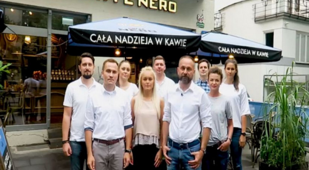 fot. kadr z filmu na Facebooku Kłopotów Green Caffè Nero ciąg dalszy. Zarząd i pracownicy dziękują za wsparcie