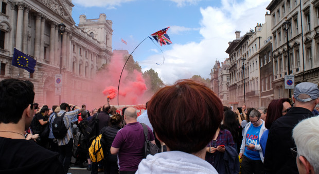 Manifestacja za pozostaniem Wielkiej Brytanii w Unii. Odbyła się pod parlamentem brytyjskim w Londynie w 2016 r. (fot. Gustavo Ferlizi/flickr.com/CC BY-SA 2.0) Brexit. Coraz trudniej o pracownika