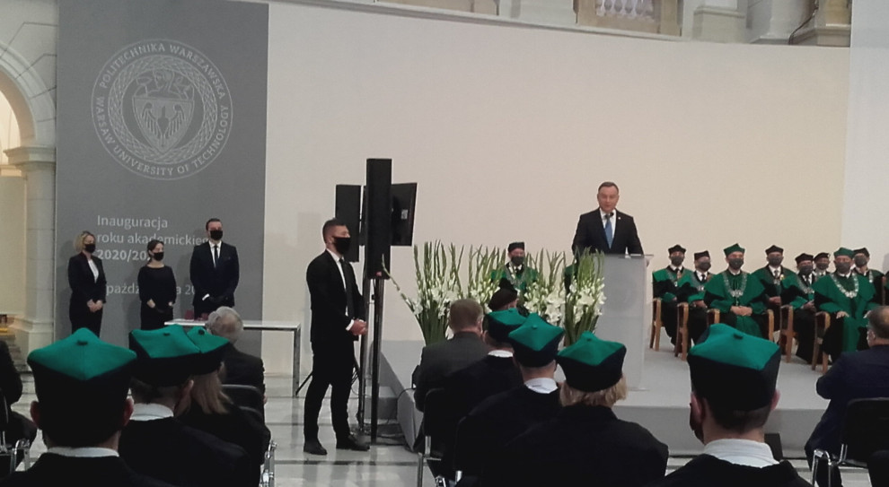 Andrzej Duda na Politechnice Warszawskiej (fot. twitter.com/PW_edu) Prezydent: Uczelnie powinny dawać przykład poszanowania wolności przekonań