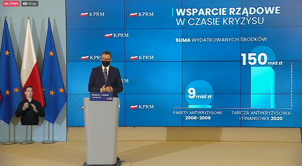 Premier Mateusz Morawiecki (Fot. KPRM) Dofinansowania, subwencje, zwolnienia z ZUS. Rząd zaprezentował narzędzia pomocy dla firm