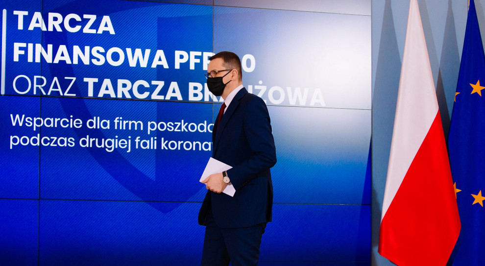 Mateusz Morawiecki ogłasza dalszą stymulacje finansową firm (fot. Krystian Maj/KPRM) Komisja Europejska zgodziła się na Tarczę Finansową PFR 2.0