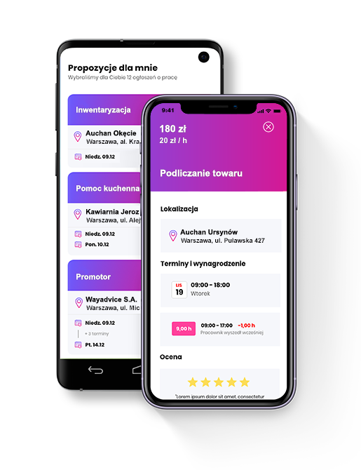 Makieta aplikacji Fitjob wyszukuje oferty pracy dla studentów (fot. mat. pras.)