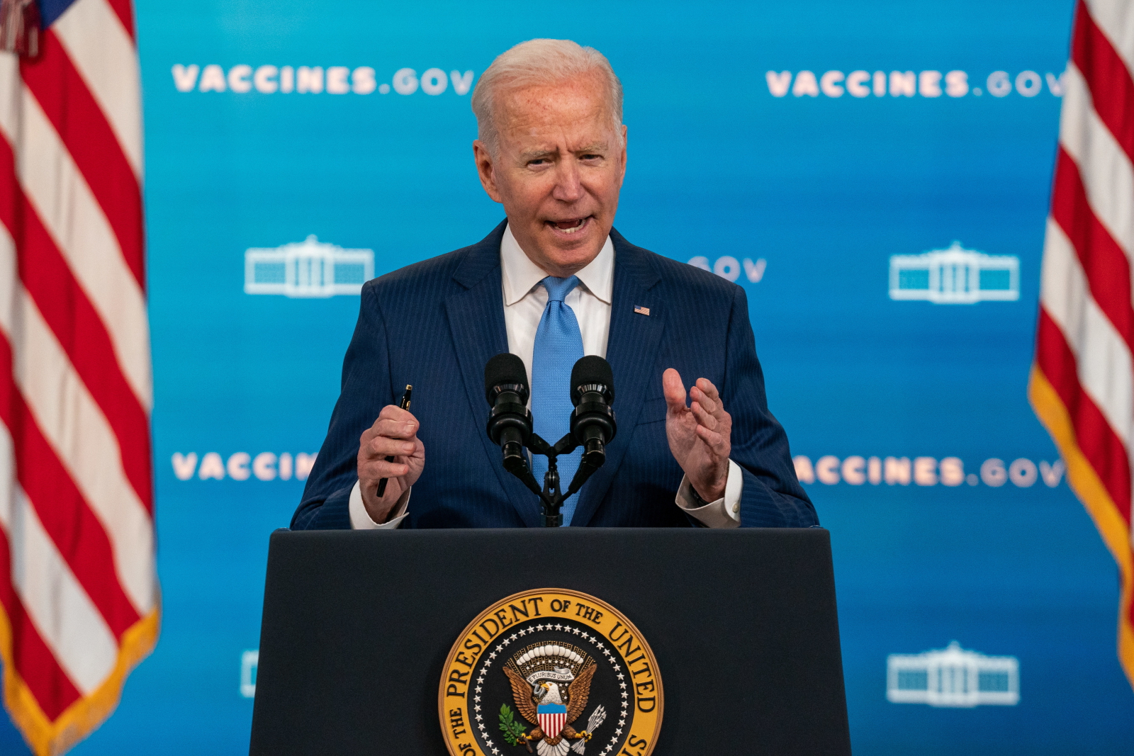 Joe Biden, prezydent USA (fot. PAP/EPA/Ken Cedeno / POOL)