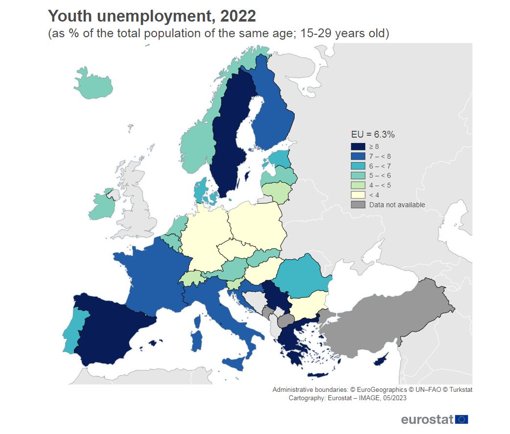 Źródło: Eurostat, Youth Unemployment 2022